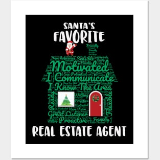 Santas Favorite Real Estate Agent Christmas Word Cloud Posters and Art